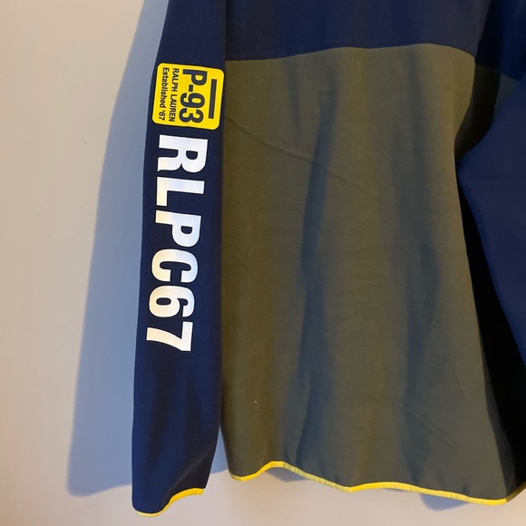 Polo Ralph Lauren RLPC67 USA Flag Fleece Navy Green Pullover Jacket - Picture 9 of 9